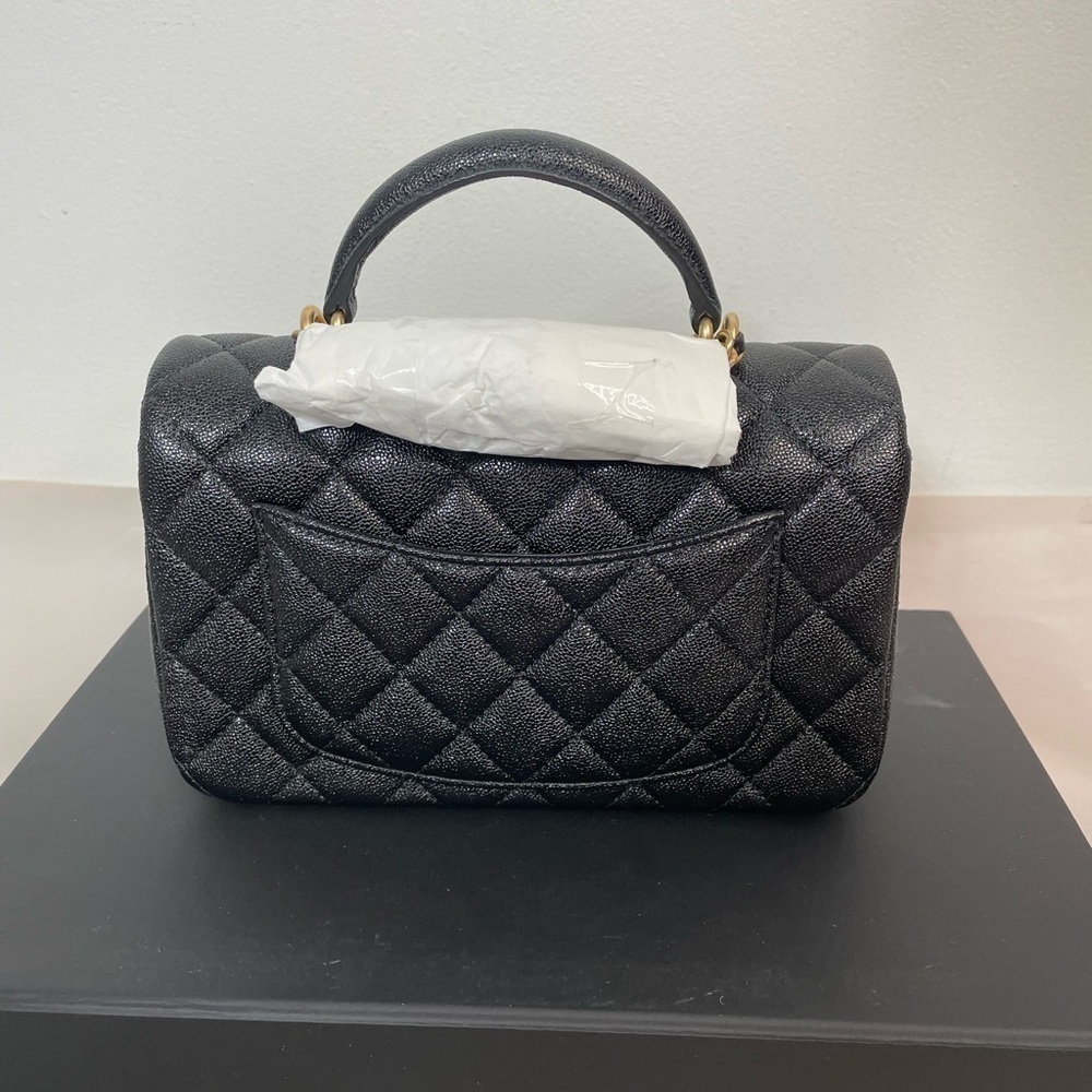 New CHANEL Caviar Quilted Mini Top Handle Rectangular Flap Bag - Picture 2 of 6